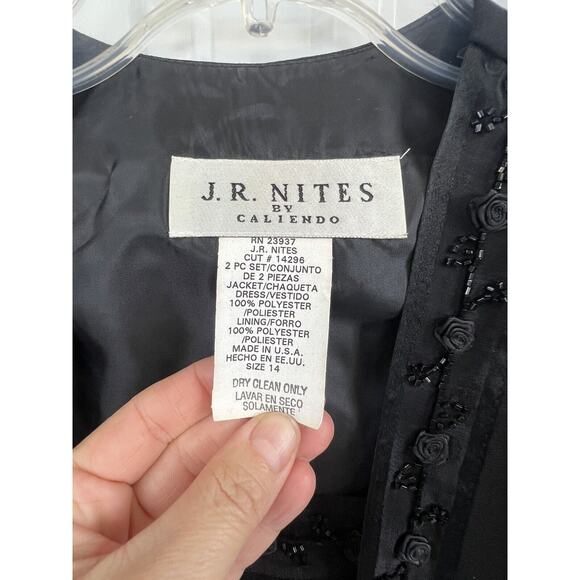 VTG J.R. NITES BY CALIENDO 2-piece Black Bolero Jacket Dress‎ Formal Sz. 14 - Picture 3 of 10